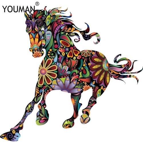 Modern Wallpapers Wall Stickers 3D Colorful Flower Pattern Pentium Horse Wall Paper Stickers For Kids Bedrooms Wall Decoration