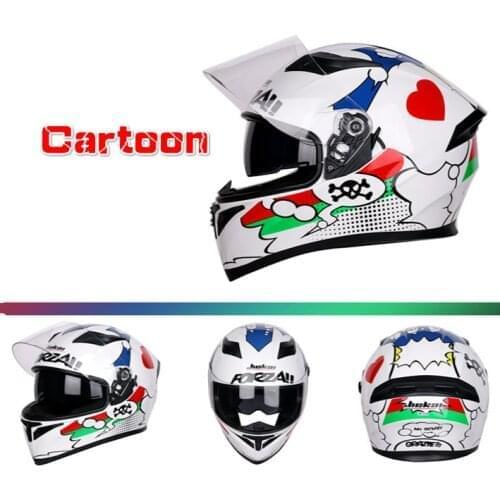 Cartoon Stylish Four Season Double Shield Motorcycle HELMET DOT ECE Approved Flip Up Motorbike HELMET Motorbikes