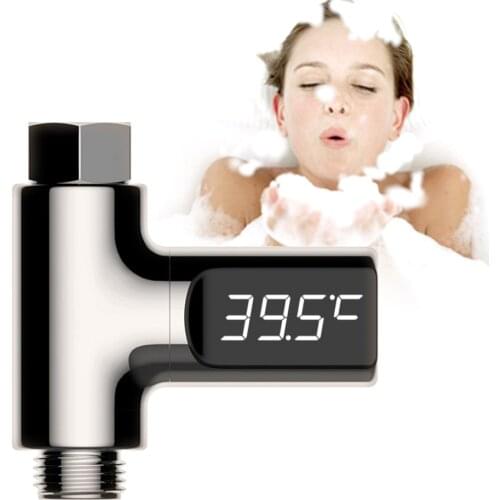 LED Shower Kitchen Faucet Water Temperature Meter Monitor Flow Self-Generating Electricity Temperature Monitor