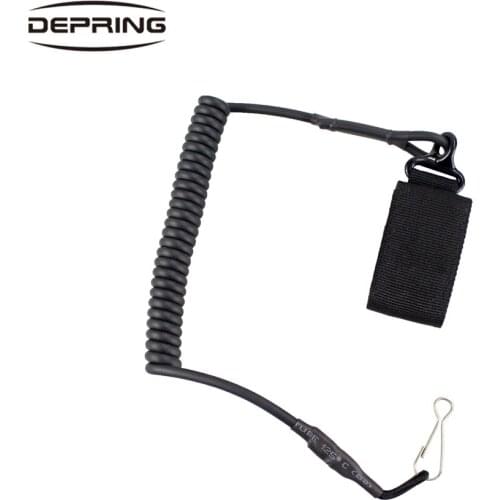 Tactical Pistol Handgun Sling Adjustable Telescopic Combat Sling Secure Lanyard Spring Sling with Magic Tape Belt