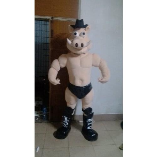 High quality Pig Muscle Wild Boar Mascot Costume Halloween Christmas Birthday Props Costumes Outfit