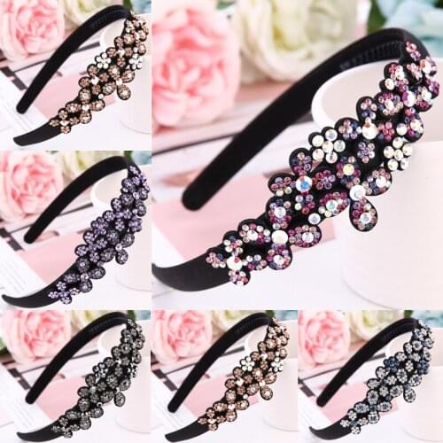 H:HYDE High Quality Crystal Rhinestones Headband For Womens Girls Crystal Luxury Shiny Flower Hair Accessories