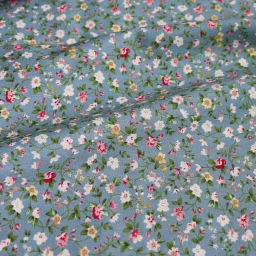 100cm*147cm Grey Blue Elegant Floral Cotton Fabric Printed Calico Cotton Poplin Diy Sewing