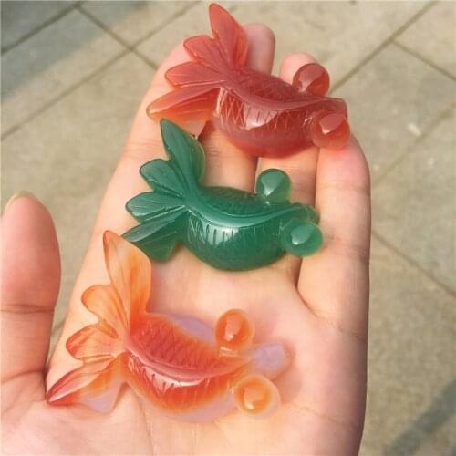 1pcs Natural Agate goldfish Crystal Pendant Carved Animal Polished Gemstone Crystal Healing Necklace Pendant Fashion