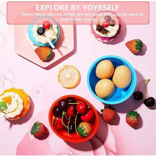 10 Pieces Silicone Cake Mold Valentines Day Round Baking Pan Baking Mold Kitchen Bakeware Pan Red Blue 4 Inch