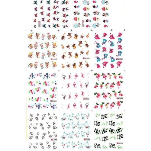 11 PACKS/LOT UPRETTEGO NAIL ART BEAUTY WATER DECAL SLIDER NAIL STICKER FLOWER KIDS BEE GIFT BAG PANDA CHERRY BLE56-66