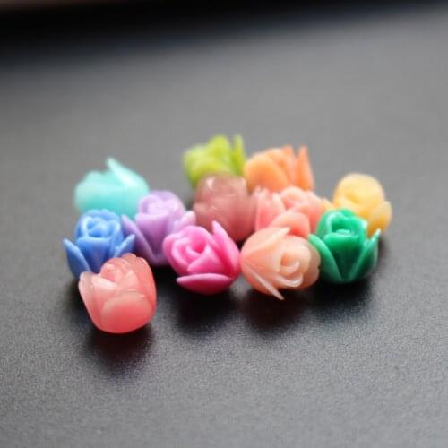 20pcs 7mm 3D Artificial Coral Beads Lovely Tulips Flower Multi-color Double Colored Fashion for Jewelry making DIY accessoires