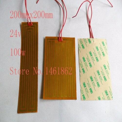 200x200mm 24v 100w element heating PI film polyimide heater heat rubber electric flexible heated bad printer heating pad Warming
