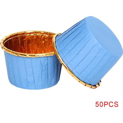 50pcs Cupcake Cups Disposable Muffin Liners Small Baking Cups Round Aluminum Foil Cake Desserts Trays Containers