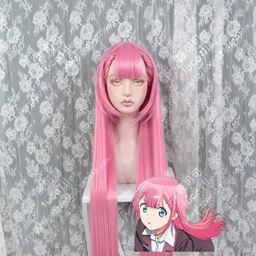 Anime Mafuyu Kirisu women Pink wig Cosplay costume Bokutachi wa Benkyou ga Dekina heat resistant hair Cosplay Wigs + Wig Cap
