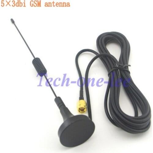 5 piece GPRS GSM Antenna 900-1800Mhz 3dbi 3M Cable SMA Male Magnetic Base Remote Control