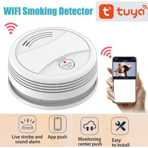2020 New WIFI Wireless Smoking Detector Fire Sensors Work Alone With Siren Tuya APP Remote Control