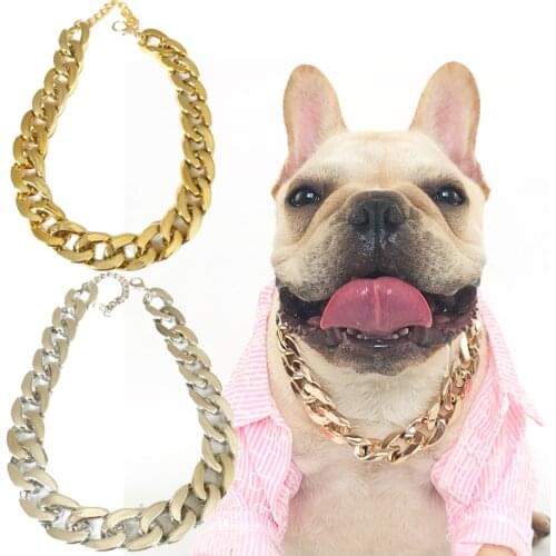 Pet Dog Cat Chain Collar Puppy Necklace Personalized Bulldogs Bully Gold Chain Powerful Plastic For Dogs Jewelry Pet Accessories