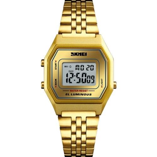 SKMEI Mens Top Brand Luxury Full Stainless Steel Digital Watch Male LCD Colorful Electronic Wrist Watch Waterproof Sport Hours