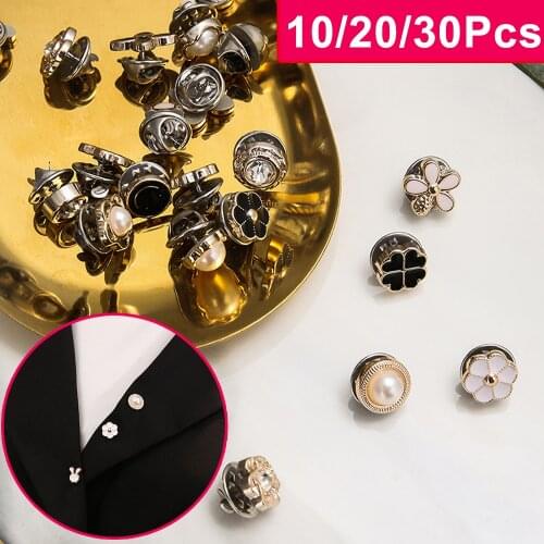 10-30 PCS Detachable Buttons Decorative Pearl Metal Button Prevent Accidental Exposure Clothes Decor Buttons Garment Accessories