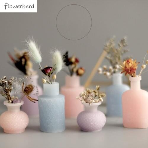DIY 3D Flower Vase Silicone Mold Aromatherapy Gypsum Plaster Candle Molds Home Decoration Resin Molds Cake Decorating Tools