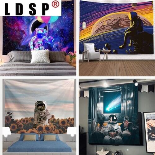 LDSP Tapestry Astronaut Universe Space Wall Hanging Beach Towel Background Cloth Blanket Yoga Mats Art Bedroom Dorm Home Decor