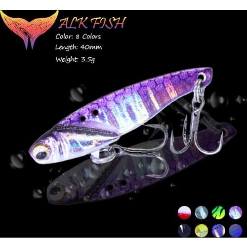 WALK FSIH 1PCS 40mm/3.5g Metal Bait VIB Vibration 3D Eyes Fishing Lures Pencil Spinner Spoon Hard Bait Sinking Winter Fishing