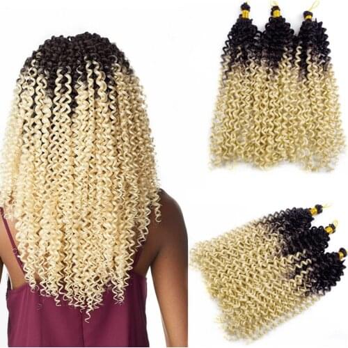 Full Star Deep Curly Synthetic Hair Extensions Crochet Braids Brown Ombre Blue Pink Black Water Wave Bulk for Women