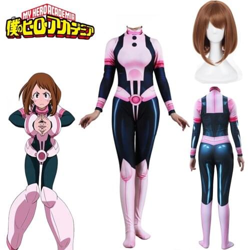 Anime Boku no Hero Academia Asui Tsuyu Cosplay Costume Jumpsuit OCHACO URARAKA Halloween Ball Suit My Hero Academia Zentai Body