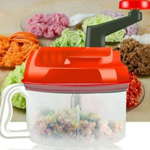 Kitchen Manual Food Processor Mixer Egg Blender Meat Grinder Vegetable Chopper Shredder Stainless Steel Blade Cutter