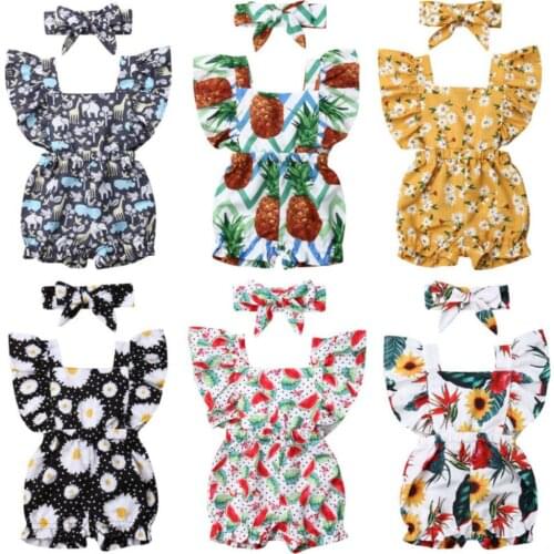 Summer Newborn Toddler Baby Girls Clothes Ruffle Romper Jumpsuit Outfits Sunsuit
