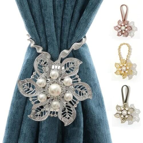 Pearl Flower Magnetic Curtain Clip Curtain Holders Tieback Buckle Clips Hanging Buckle Tie Back Curtain Accessories Home Decor