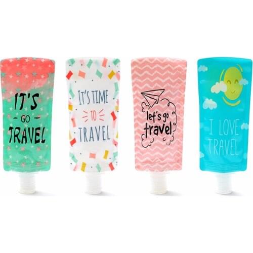 100ml Mini Travel Liquid Dispenser Bag Shampoo Storage Container Letters Geometric Pattern Lotion Squeeze Refillable Bottles