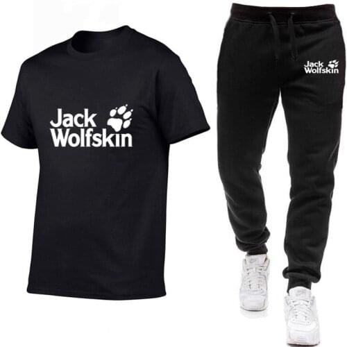 2021 New Summer Mens Sports Suit O-neck Short-sleeved Top + Trousers 2-piece Suit Mens Casual Suit Running Mens Sportswear