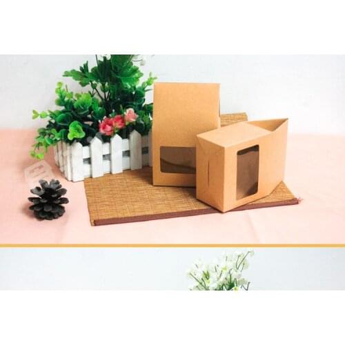 Wholesale 8*15.5*5cm High Quality Kraft Stand Up Paper Pack Bag Pouch With Clear Window For Party Gift Tea Storage Doypack Box