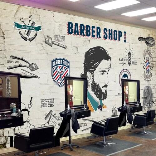 Custom Photo Beauty Salon Barber Shop Poster Decoration Tooling Mural Wallpaper Modern 3D Brick Wall Living Room Wall Painting