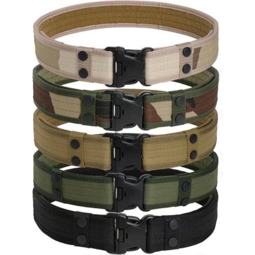 Army Style Combat Belts Men Quick Release Tactical Belt Fashion Canvas Camo Waistband Outdoor Hunting Training Accessories 130cm