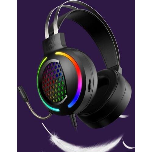 RGB Cool Light Gaming Headphones Listening To The Sound Over Ear Wired Headset With Mic For Computer PC Gamer Laptop Desktop
