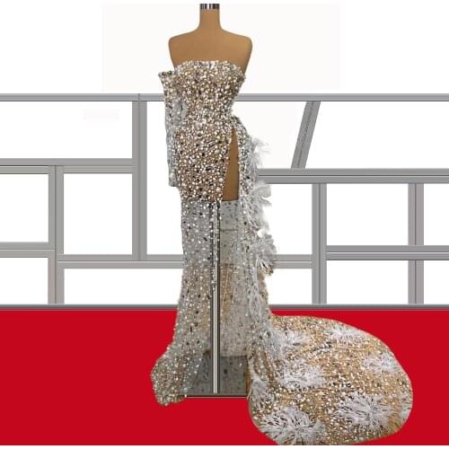 Heavily Beaded robe de soiree Luxury de mariage vestido de fiesta de boda Long Sleeves suknie wieczorowe