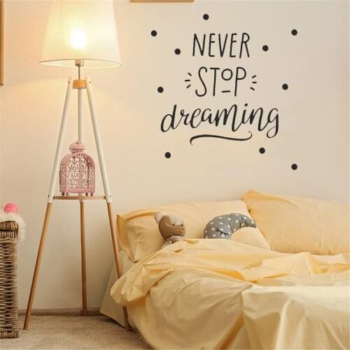 Cute Never Stop Dreaming Nursery Decal Wall For Kids Babys Bedroom Gift Baby Shower Vinyl Stickers Wall Art Mural ov579