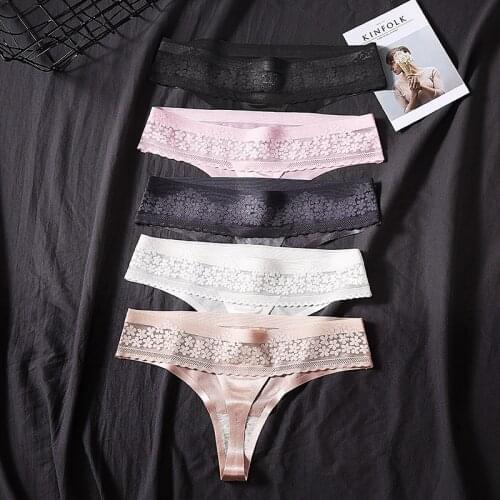 2 Pcs Sexy Seamless Underwear For Woman Female Lace Thong Women Sexy Lingerie Panties Woman G-string Womens Thong New BANNIROU