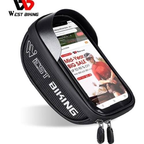 WEST BIKING Bicycle Front Frame Bag Blew 6.7 inches Phone Bag Sensitive Touch Screen Waterproof Bicycle Bags Bike Accessories