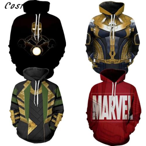Endgame Loki 3D Print Hoodie Sweatshirts Superhero Iron ManTony Stark Thanos Sportswear Coat Jacket Hoodies Men Women