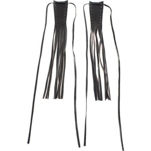 Motorcycle Black PU Leather Brake Lever Covers Biker Clutch Fringe Tassels for Cruiser Chopper Bobber Chief Classic