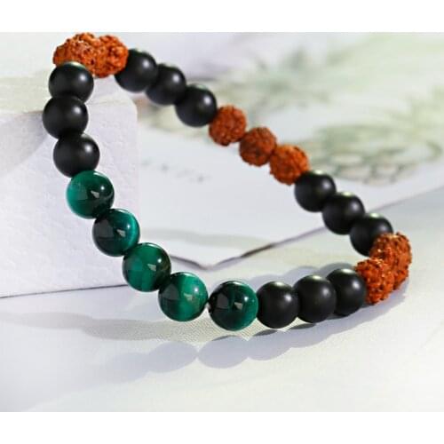 Vintage Vajra Bodhi Rudraksha Bracelet Men Pulsera Fashion Charm Tiger Eye Bracelets & Bangles Wristbands Male Gift