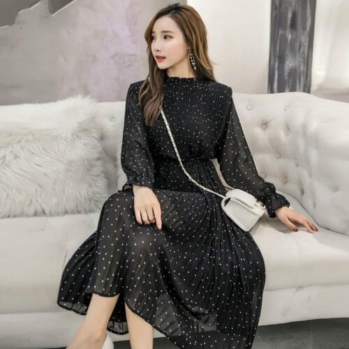 New Women Clothes Women Long Dress Cascading Ruffle Dresses Voile Dot Full Pleated Puff Sleeve Ruffled Party Dress 1477 45