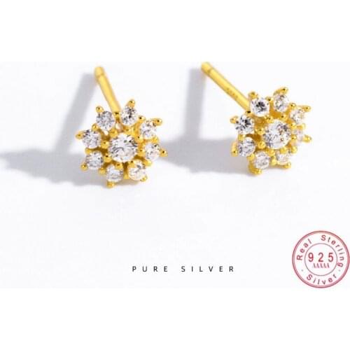 HI MAN 100% S925 Sterling Silver Japanese Crystal Snowflake Stud Earrings Women Friend Friendship Gift Jewelry