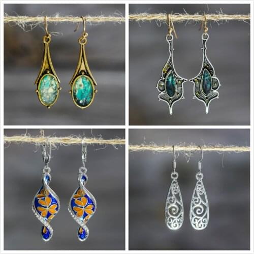 Womans Earrings Jewelry Bohemia Geometric Alloy Classic Retro Fashion Drop Earrings Summer Party Gift Wholesale 2021 New