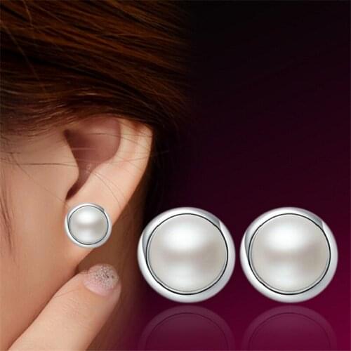 1 Pair Womens Simple Elegant Temperament Half Pearl Ear Stud Earrings Fashion Jewelry E0153