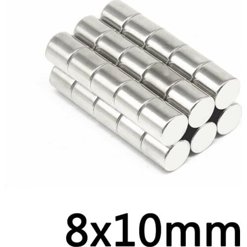 10/20/50PCS 8x10 mm N35 NdFeB Strong Cylinder Rare Earth Magnet Round Neodymium Magnets 8x10mm Small Magnet Disc 8*10 mm