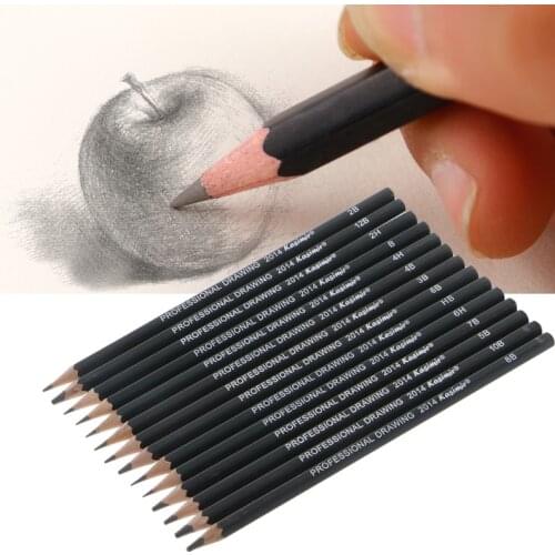 14Pcs/pack Drawing Pen Ultra Fine Line Marker Ink Black Sketch Pen 6H 4H 2H HB B 2B 3B 4 B 5B 6B 7B 8B 10B 12B Art Marker Pencil