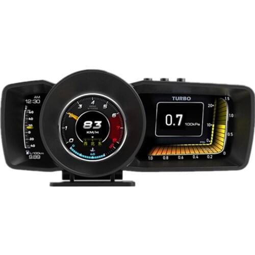 2.0 Car HUD Multi-Function Dashboard Head Up Display OBD2+GPS Smart Speedometer Auto Gauge Alarm System Turbo Boost