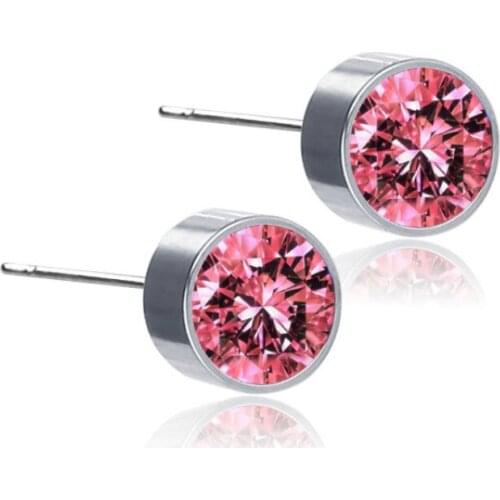2020 Style Prevent Allergy Colorful Czech Drill Earrings For Women Men Round Stainless Steel Zircon Clip Earrings Jewelry