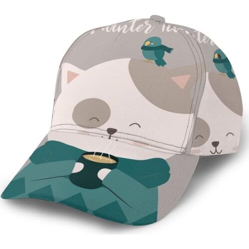 2021 Summer New Unisex Outdoor Sport Sunscreen Baseball Hat Running Visor Cap Cat Drinking Coffee