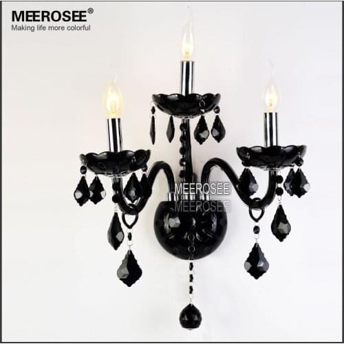 3 lights Modern Crystal Wall Bracket Vintage Black k9 Crystal Wall light Glass Indoor Decor Lighting Fixtures Indoor fOR Bedroom